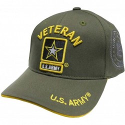 Baseball Caps Officially Licensed Embroidered US Military Baseball Cap Hat - Army Star Veteran Olive - CX12IZVSFL3 $40.95