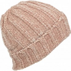 Skullies & Beanies Women's Chenille Rib Knit Hat Foldover Beanie Faux Fur Lined - 04 Dusty Pink - C318IKD9UCA $33.25