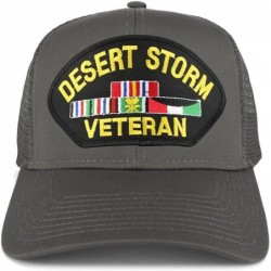 Baseball Caps Desert Storm Veteran Embroidered Patch Snapback Mesh Trucker Cap - Charcoal - CI189OKZT7S $41.79