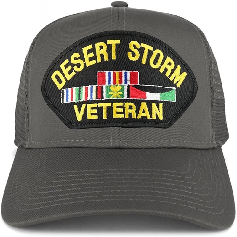 Baseball Caps Desert Storm Veteran Embroidered Patch Snapback Mesh Trucker Cap - Charcoal - CI189OKZT7S $34.36
