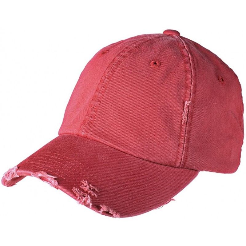 Baseball Caps Distressed Cap - Dashing Red - CU180AOES3C $21.71