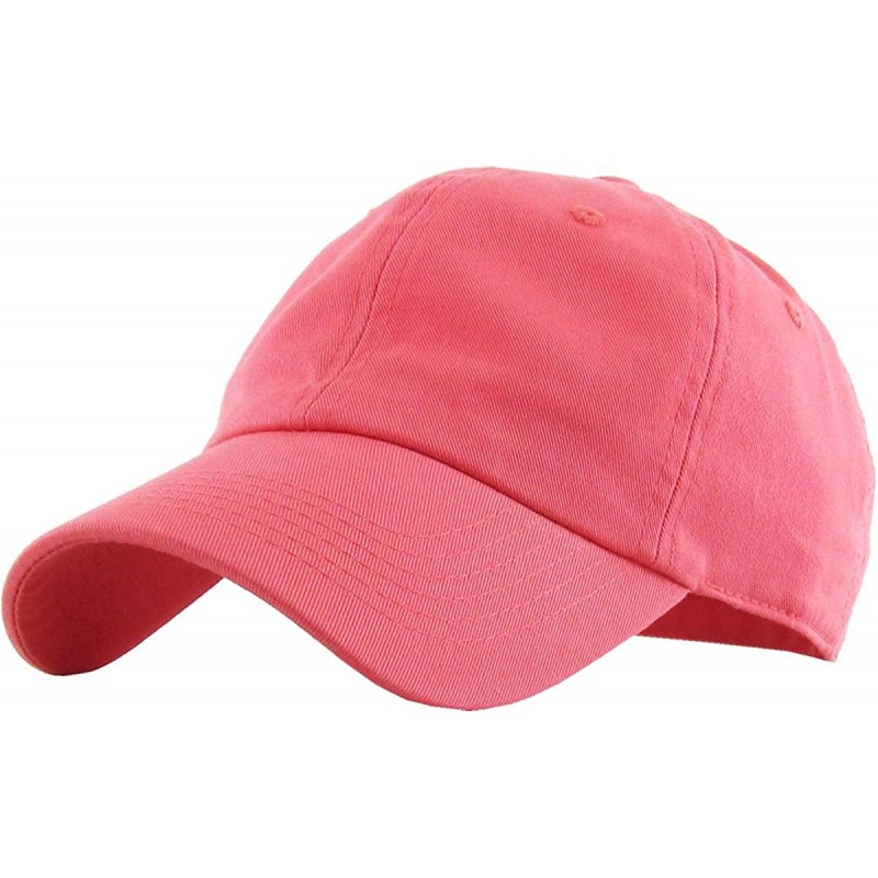 Baseball Caps Dad Hat Adjustable Unstructured Polo Style Low Profile Baseball Cap - Coral - CY18SLK75YN $23.21
