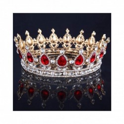 Headbands Elegant Crystal Bridal Princess Crown Classic Gold Queen Tiaras-gold red - gold red - CS18WQ5RSCM $69.73