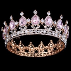 Headbands Elegant Crystal Bridal Princess Crown Classic Gold Queen Tiaras-gold red - gold red - CS18WQ5RSCM $57.98