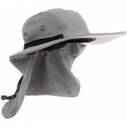 Sun Hats UV Protection Outdoor Sun Hat Safari Fishing Hat with Neck Flap Ear Cover Wide Brim Sun Cap - Grey - CJ12NBVRJB4 $33.48