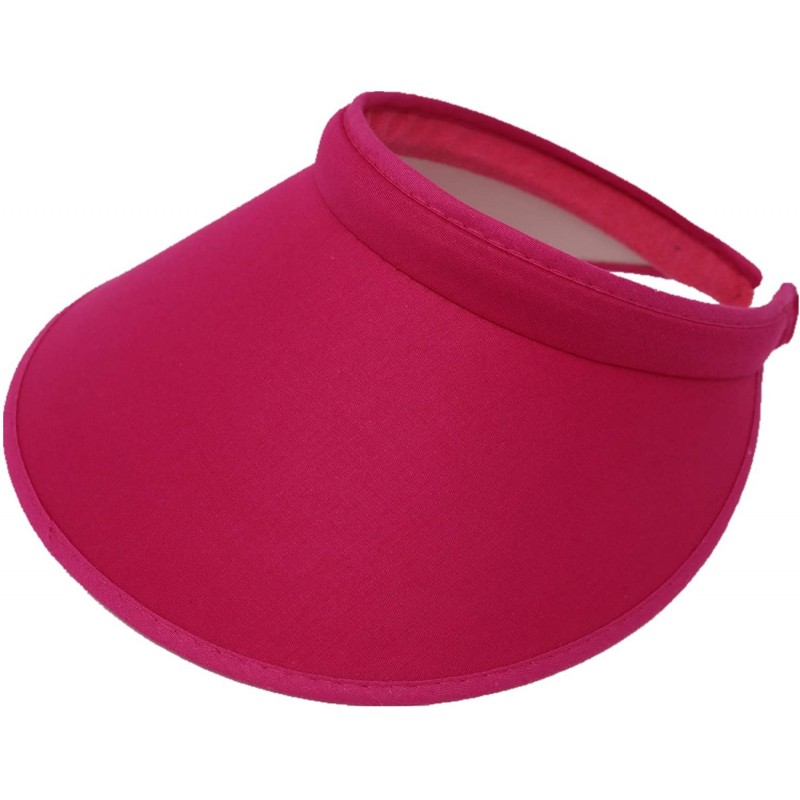 Sun Hats Women's Summer Sun UV Protection Visor Wide Brim Clip on Beach Pool Golf Cap Hat - Pink - CQ18RCMSXRO $21.99