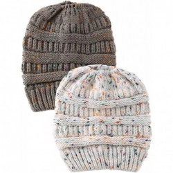 Skullies & Beanies Women's Beanie Ponytail Hole Messy Bun Winter Beanie Tail Confetti Cable Knit Hat Cap - CZ18A90ONW0 $22.40