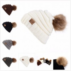 Skullies & Beanies Women Casual Knit Hats Beanie Hat Large Pom Ladies Winter Warm Cap - White - CI18ADNQOXW $16.24