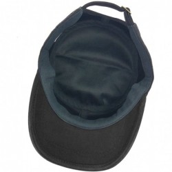 Newsboy Caps Unisex Cadet Army Cap Washed Cotton Twill Military Corps Hat Flat Top Cap - Black - C1182GZESA7 $16.42