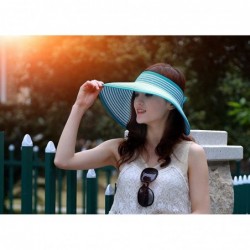 Visors Women's Summer Foldable Straw Sun Visor w/Cute Bowtie UPF 50+ Packable Wide Brim Roll-Up Visor Beach Hat - CC18SNW4AID...