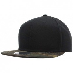 Baseball Caps Premium Plain Cotton Twill Adjustable Flat Bill Snapback Hats Baseball Caps - Camo/Black/Black - CA19043N36O $3...