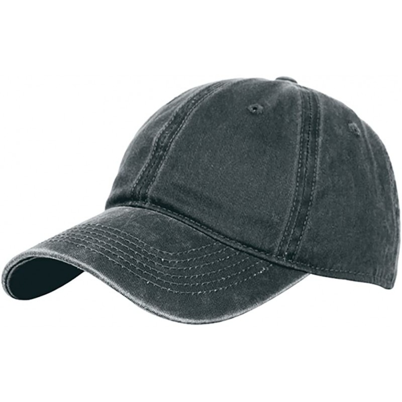 Baseball Caps Classic Unisex Baseball Cap Adjustable Washed Dyed Cotton Ball Hat - Black - CE182MU39QM $19.93