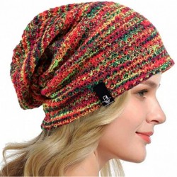 Berets Women's Slouchy Beanie Knit Beret Skull Cap Baggy Winter Summer Hat B08w - Red/Yellow/Green - CT18UZ55L3A $22.98