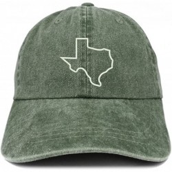 Baseball Caps Texas State Outline Embroidered Washed Cotton Adjustable Cap - Dark Green - CZ185LUOWTC $33.27