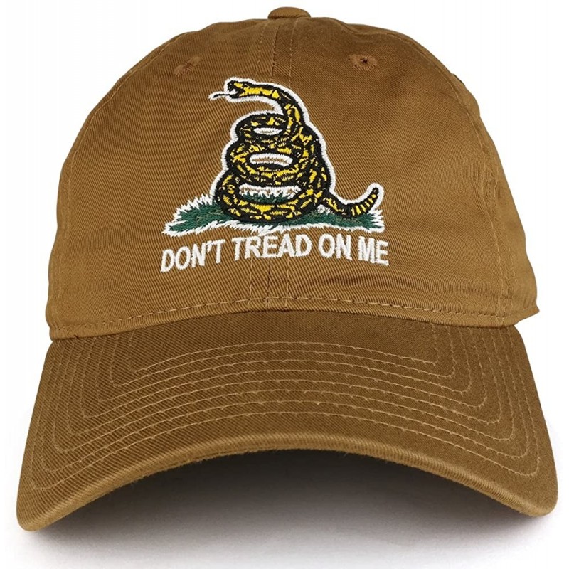 Baseball Caps Don't Tread on Me Gadsden Flag Embroidered Soft Washed Cotton Baseball Cap - Coyote - CZ1859N986D $35.31
