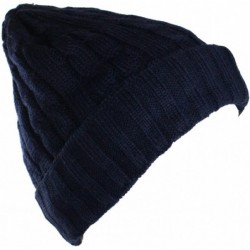 Skullies & Beanies Jack's Cable Knit Foldover Beanie with Fleece Lining - Black - C51286G0U0L $17.50