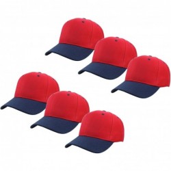 Baseball Caps Plain Blank Baseball Caps Adjustable Back Strap Wholesale Lot 6 Pack - Red Navy - CE18DU845KR $30.08