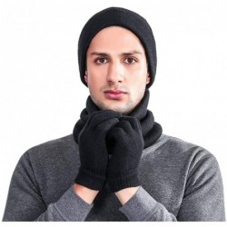 Skullies & Beanies Men Women Winter Warm Beanie Scarf Touch Screen Gloves Fleece Knitted Set - Black - CD18K688GTK $27.76