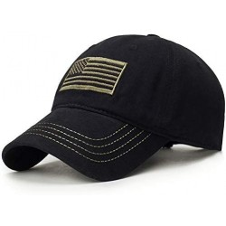 Baseball Caps USA Flag Baseball Cap Army Embroidery Cotton Dad Hat Male America Trucker Cap - Black2 - CR18WMZENZC $17.93