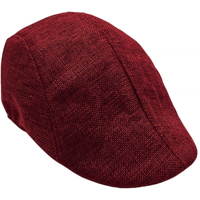 Newsboy Caps Visor Hat for Men Colorful Soft Casual Golf Sport Running Sunhat Cowboy Hat Beret Flat Cap - Wine Red - CD192RLT...
