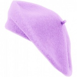 Berets Solid Color French Wool Beret - Lavender - CL11HXOYHPR $19.21