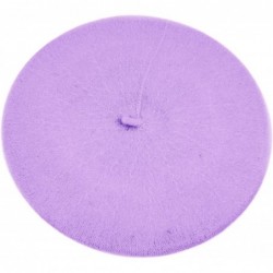 Berets Solid Color French Wool Beret - Lavender - CL11HXOYHPR $15.27