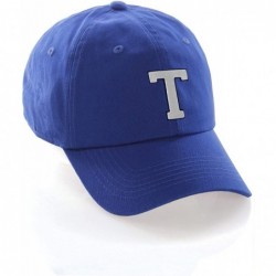 Baseball Caps Customized Letter Intial Baseball Hat A to Z Team Colors- Blue Cap Navy White - Letter T - CN18ND5ATXW $29.39