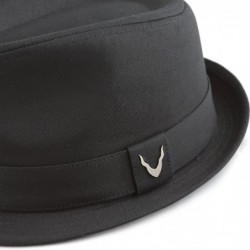 Fedoras Black Horn Unisex Cotton Wool Blend Herringbone Trilby Fedora Hats - Cotton- Black - CE187LWXW05 $28.61