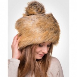 Skullies & Beanies Faux Fur Russian Hat for Women - Warm & Fun Fur Cuff Hat with Pom Pom (Ginger Fox) - CE1275IWH4X $34.44