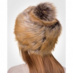 Skullies & Beanies Faux Fur Russian Hat for Women - Warm & Fun Fur Cuff Hat with Pom Pom (Ginger Fox) - CE1275IWH4X $34.44