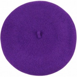 Berets French Style Lightweight Casual Classic Solid Color Wool Beret - Purple - CT18TKILCS6 $22.99