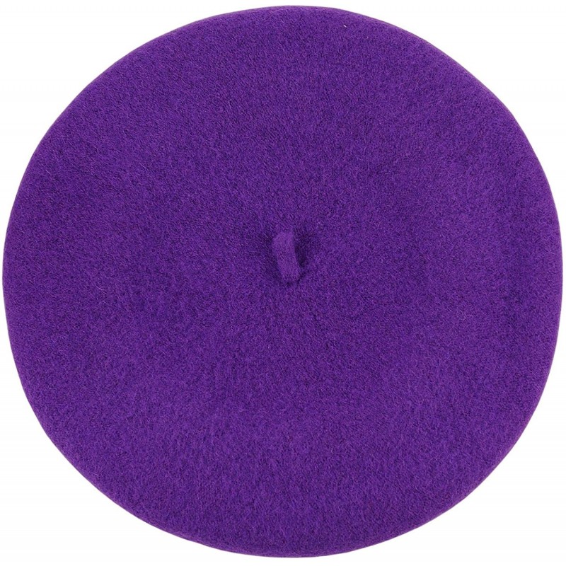 Berets French Style Lightweight Casual Classic Solid Color Wool Beret - Purple - CT18TKILCS6 $13.53