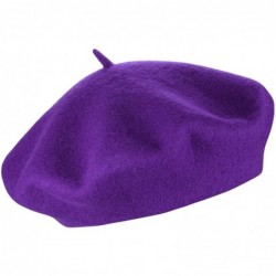 Berets French Style Lightweight Casual Classic Solid Color Wool Beret - Purple - CT18TKILCS6 $13.53