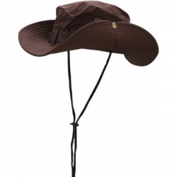 Cowboy Hats Versatile Fishing Hat UPF Beach Sun Hat with Wide Brim and Chin Strap - Coffee - CO11XMH1BMV $17.62
