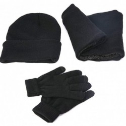 Skullies & Beanies Men Women Winter Warm Beanie Scarf Touch Screen Gloves Fleece Knitted Set - Black - CD18K688GTK $27.02