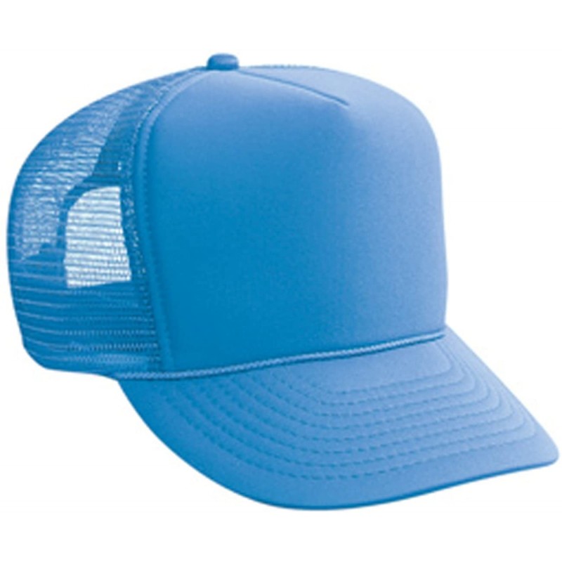 Baseball Caps Polyester Foam Front Solid Color Five Panel High Crown Golf Style Mesh Back Cap - Columbia Blue - C311TOP013P $...