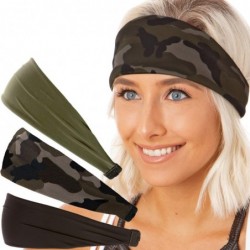 Headbands Adjustable & Stretchy Printed Xflex Wide Headbands for Women Girls & Teens (3pk Black/Camo/Olive) - CO18HA3ZRK4 $24.24
