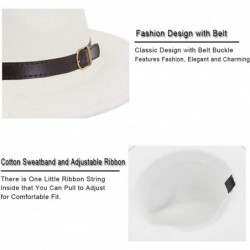 Fedoras Men & Women Panama Hat Classic Wide Brim Fedora Hat with Belt Buckle - A-white - C318YZTH345 $20.55