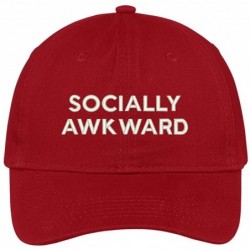 Baseball Caps Socially Awkward Embroidered Brushed Cotton Adjustable Cap Dad Hat - Red - C212MX3G5FP $35.56