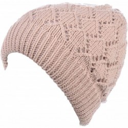 Skullies & Beanies Womens Winter Knit Beanie Hat Plush Fleece Lined - 507cream - CA18ZAQ7G4Z $48.74