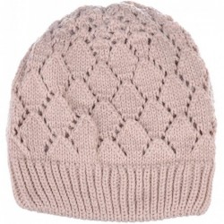 Skullies & Beanies Womens Winter Knit Beanie Hat Plush Fleece Lined - 507cream - CA18ZAQ7G4Z $40.62