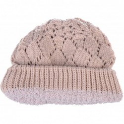 Skullies & Beanies Womens Winter Knit Beanie Hat Plush Fleece Lined - 507cream - CA18ZAQ7G4Z $40.62