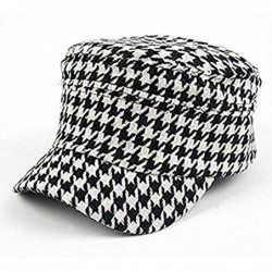 Newsboy Caps Women's Hounds Tooth Checked Military Cadet Style Hat 305HT - Black - CE11B0YVKDX $12.52