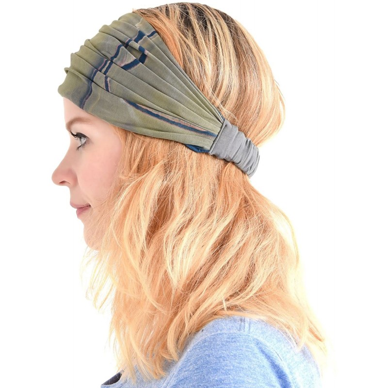 Headbands Womens Bandana Headband Headwrap - Mens Hippy Hair Band Japanese Boho Dread Wrap - Dark Blue - C01192DAHPZ $31.27
