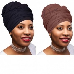 Headbands Stretch Headwraps Headband African - 2 Pcs Black and Chocolate Brown - CE18QSGCUR5 $46.54