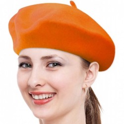 Berets Classic Solid Color Wool French Beret (Orange) - CD11CS1GQVX $20.25