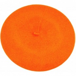 Berets Classic Solid Color Wool French Beret (Orange) - CD11CS1GQVX $20.25