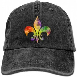 Baseball Caps Fleur De Lis Mardi Gras Adult Sport Adjustable Baseball Cap Cowboy Hat - Black - CF189ZKYMZ6 $11.97