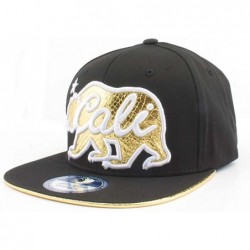 Baseball Caps California Republic Glitter Bear Flat Bill - Black/Gold - CJ1291J99Z9 $20.38