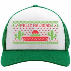 Baseball Caps Feliz Navidad Mexican Ugly Christmas Cap Funny Xmas Party Trucker Hat Mesh Cap - Green/White - CL1888K76G4 $28.22